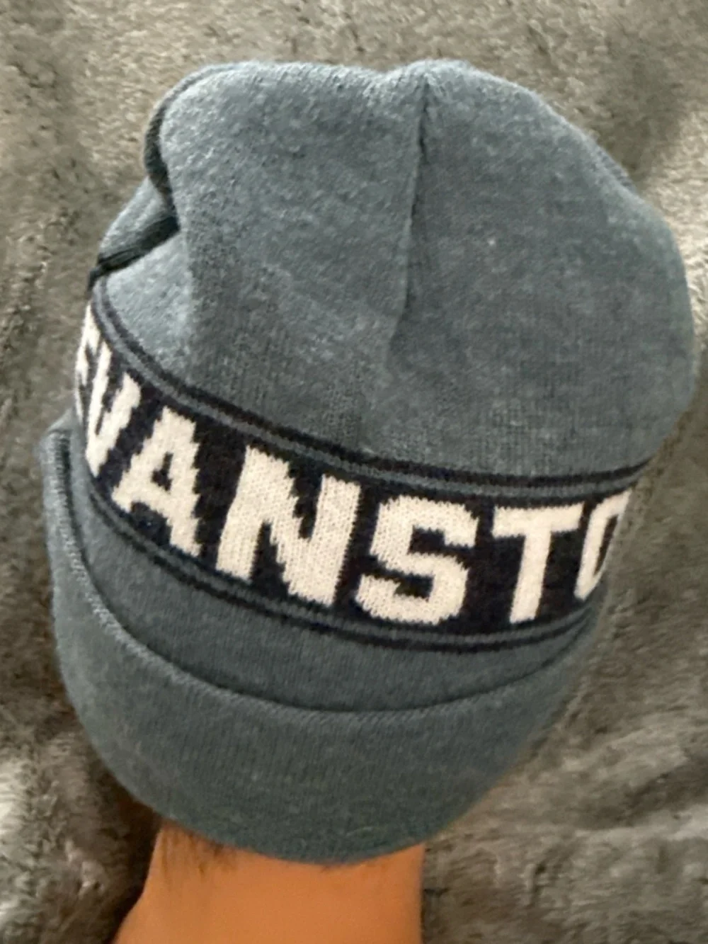 Paddle Evanston  Knit Beanie in Dusty Blue with Navy